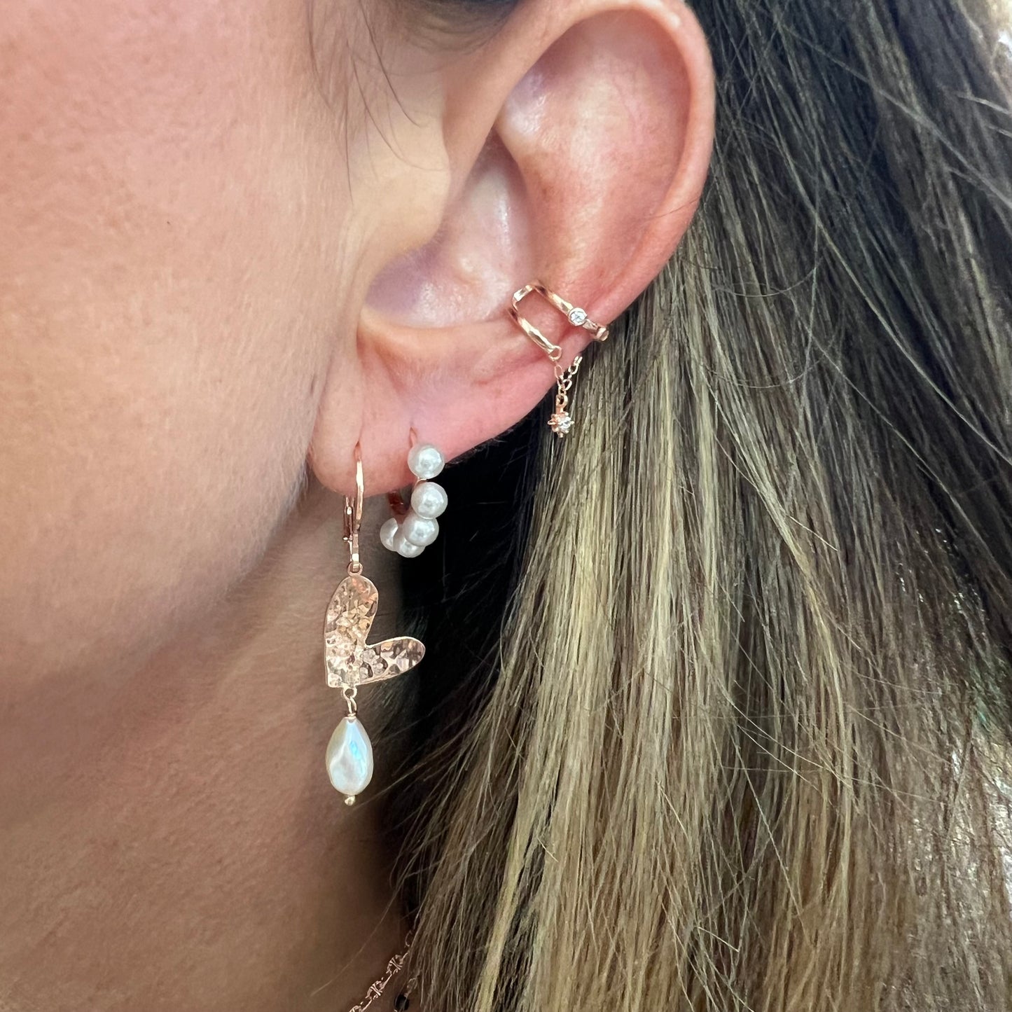 Earcuff due fili con zirconi e stella pendente - Lumiere Bijoux