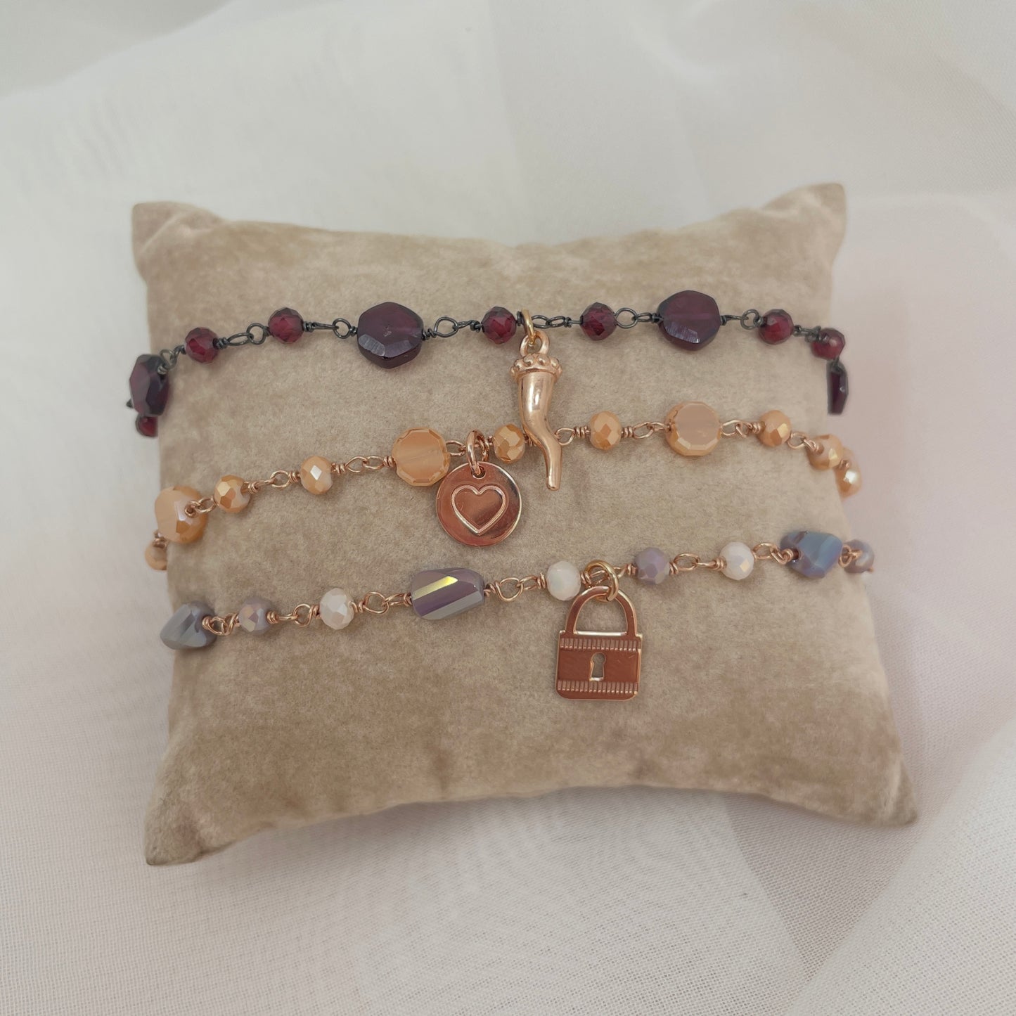 Bracciale cristalli multiforme e pendente cm 17 - pezzi unici