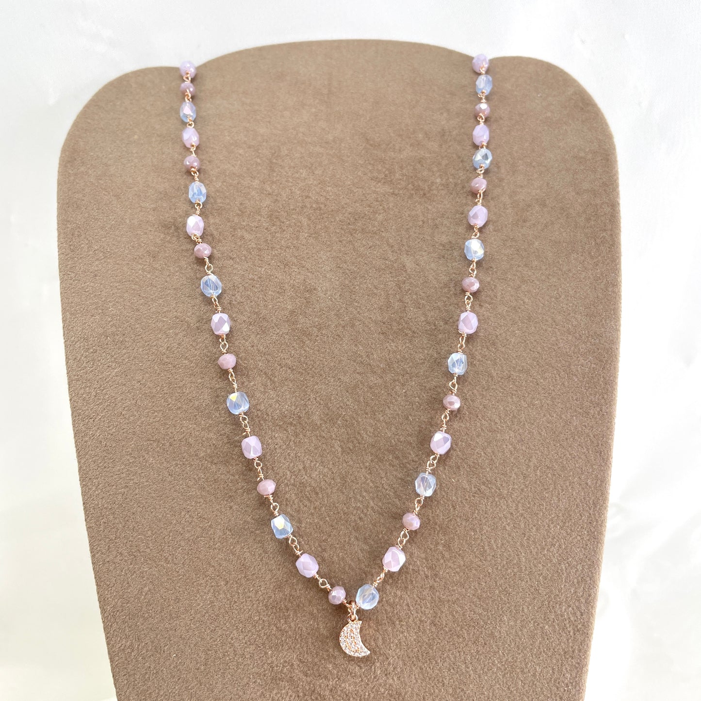 Collana cristalli multicolore con soggetto di zirconi cornetto o cuore vuoto o luna cm 40 - pezzi unici - Lumiere Bijoux