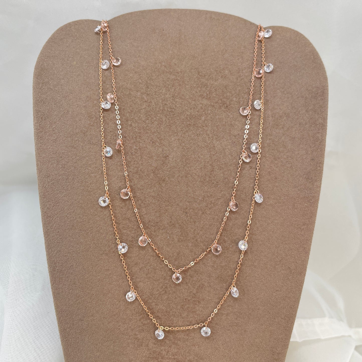 Collana catena rolo cm40 con zirconi pendenti - Lumiere Bijoux
