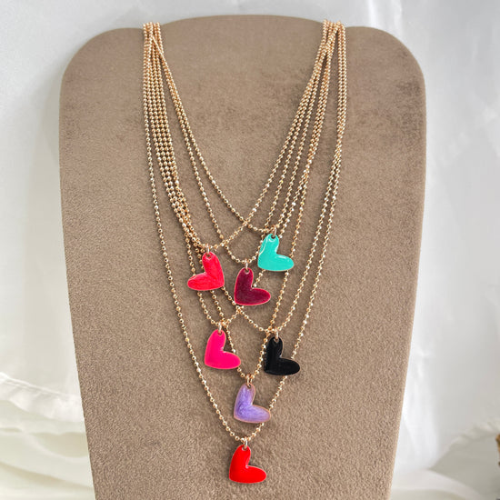 Collana militare diamantata 45 cm con cuore bacio smaltato - Lumiere Bijoux