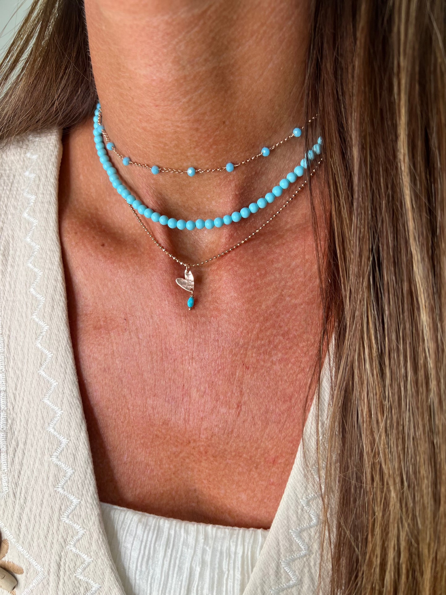 Collana Choker turchese 36cm base argento oro - Lumiere Bijoux