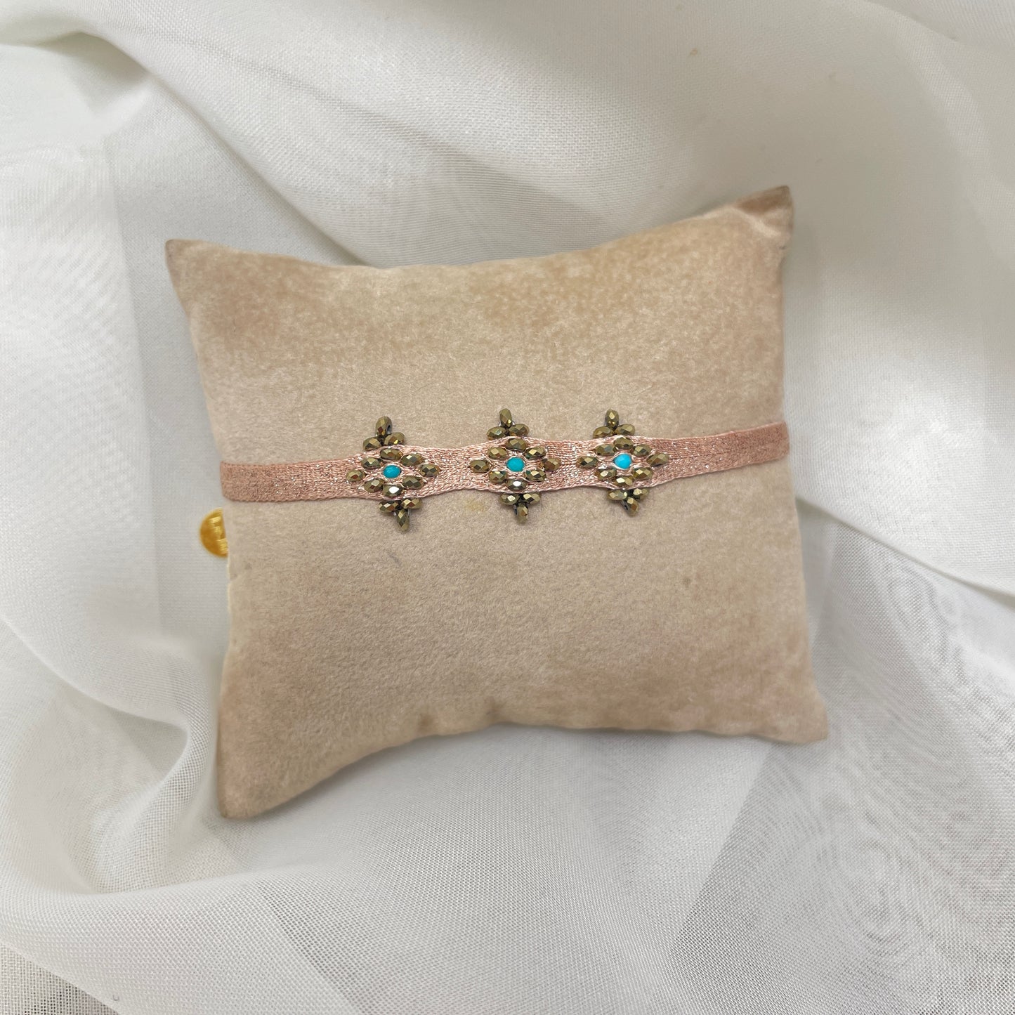 Bracciale Parigi EMMA esclusivo in lurex e pietre semi preziose - 0.7cm regolabile - Lumiere Bijoux