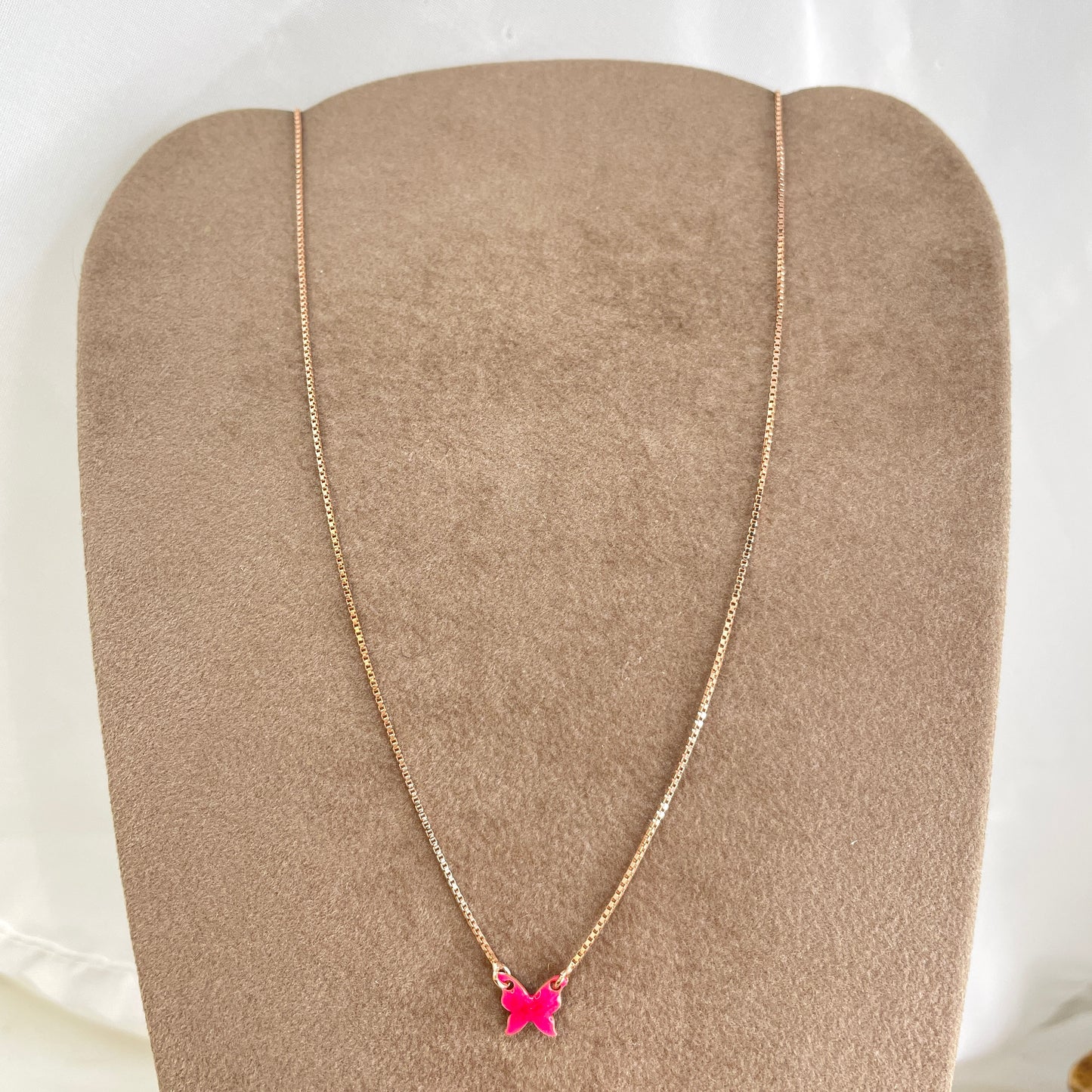 Collana catena veneziana cm 40 con farfalla smaltata da 1 cm in linea - Lumiere Bijoux