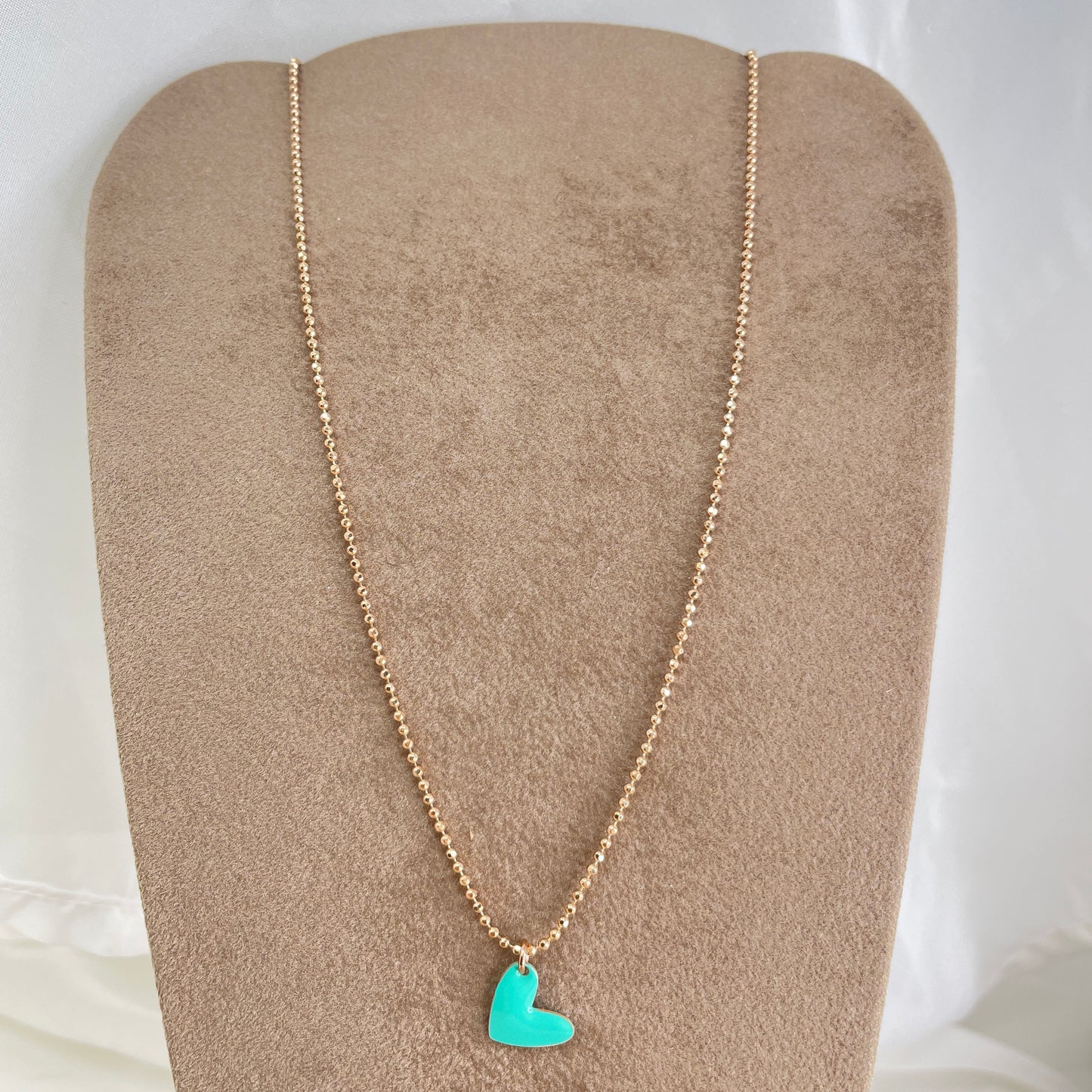 Collana militare diamantata 45 cm con cuore bacio smaltato - Lumiere Bijoux