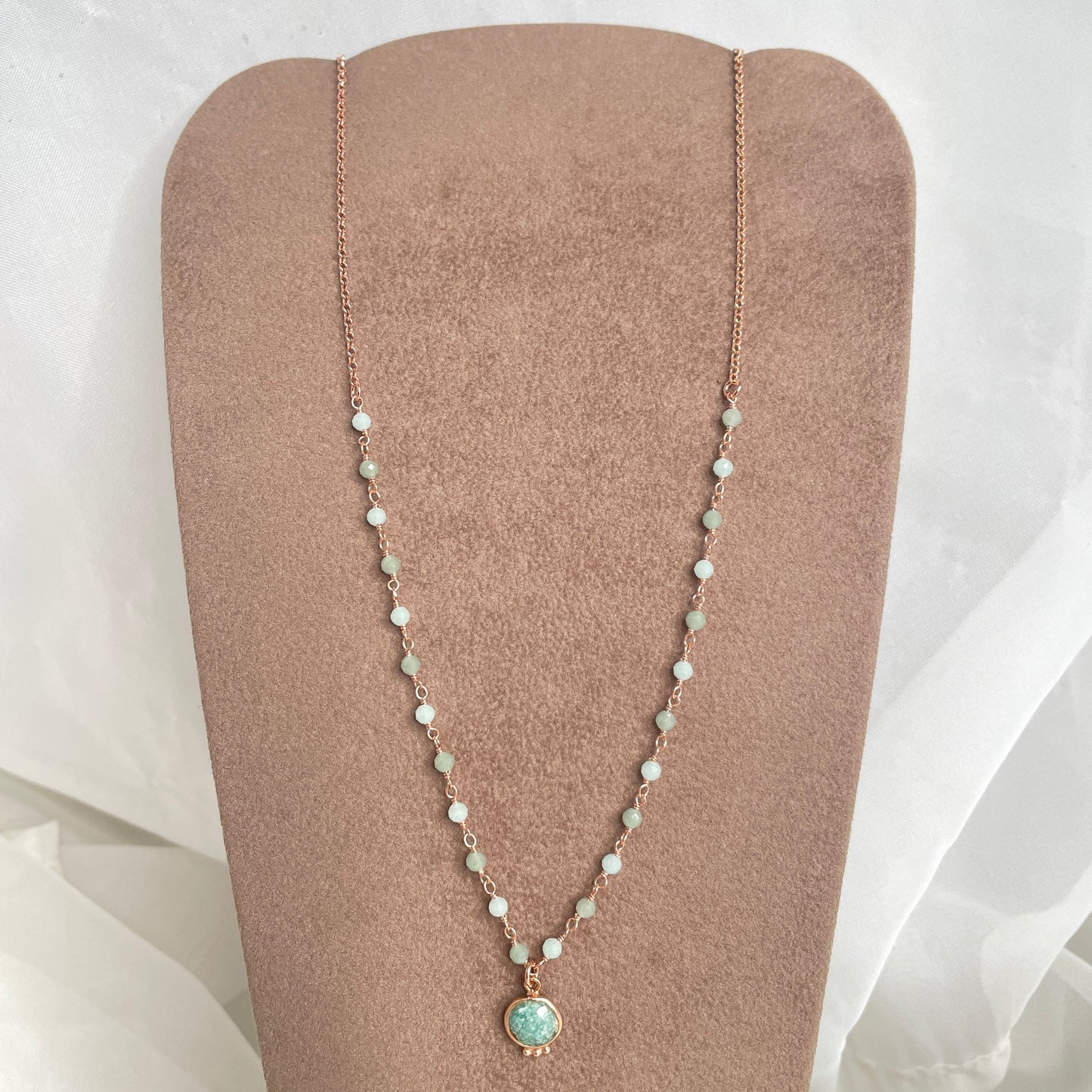 Collana catena rolló e cristalli mela con pietra tonda Parigi cm 50 - pezzo unico - Lumiere Bijoux