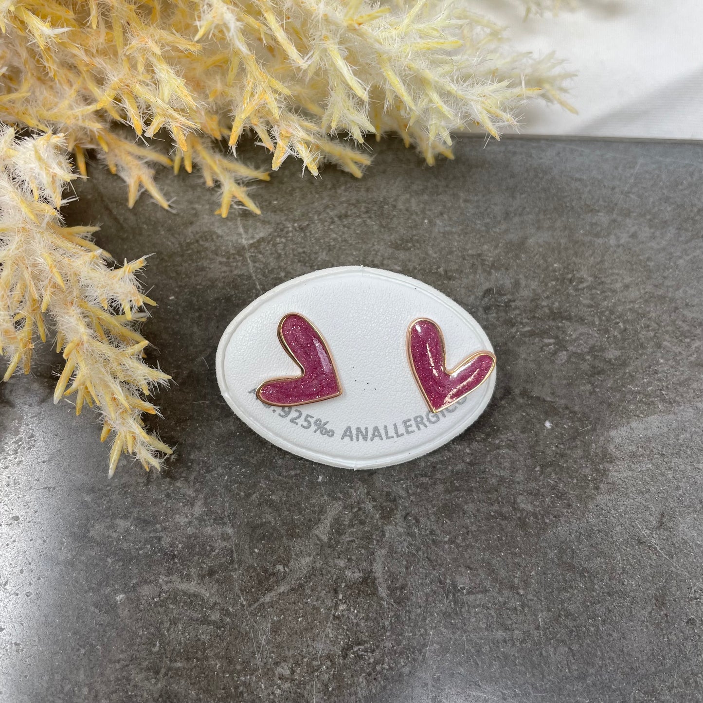 Coppia orecchini a lobo cuore Capri da 1,5 cm smaltati - chiusura a farfallina