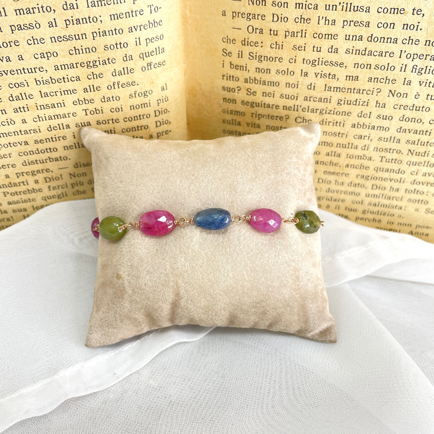 Bracciale zaffiri multicolore cm 17 - pezzo unico - Lumiere Bijoux