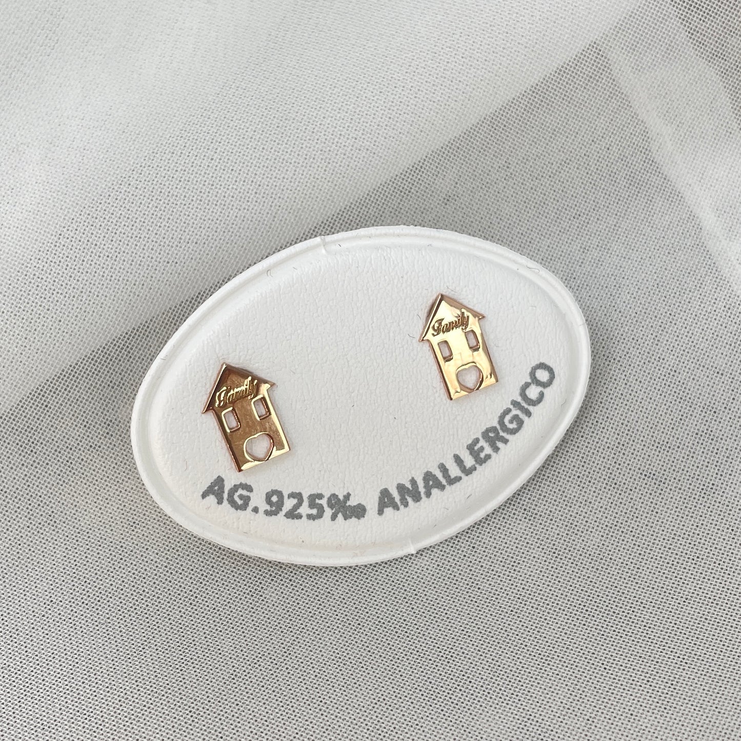 Coppia orecchini a lobo casetta family da 1 cm - Lumiere Bijoux