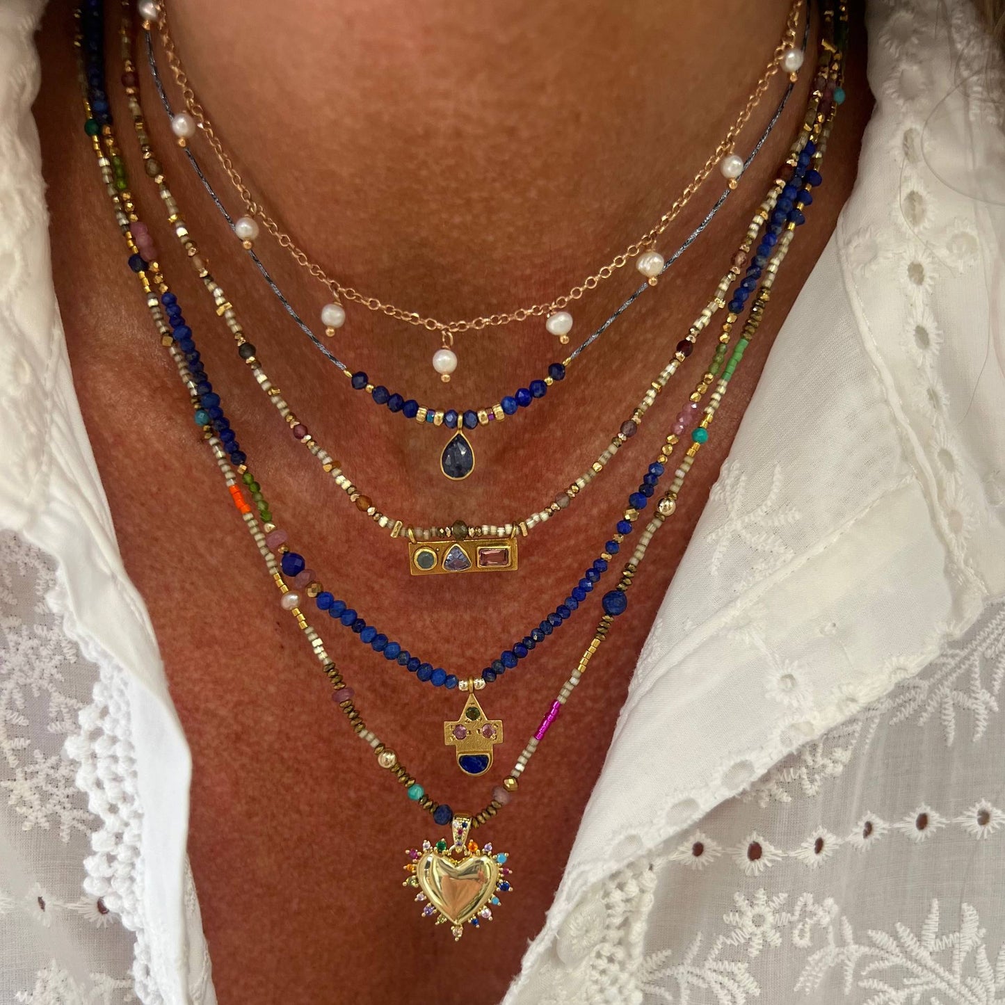 Collana Froda lapislazzuli e tormalina rosa - Spiritual - Lumiere Bijoux