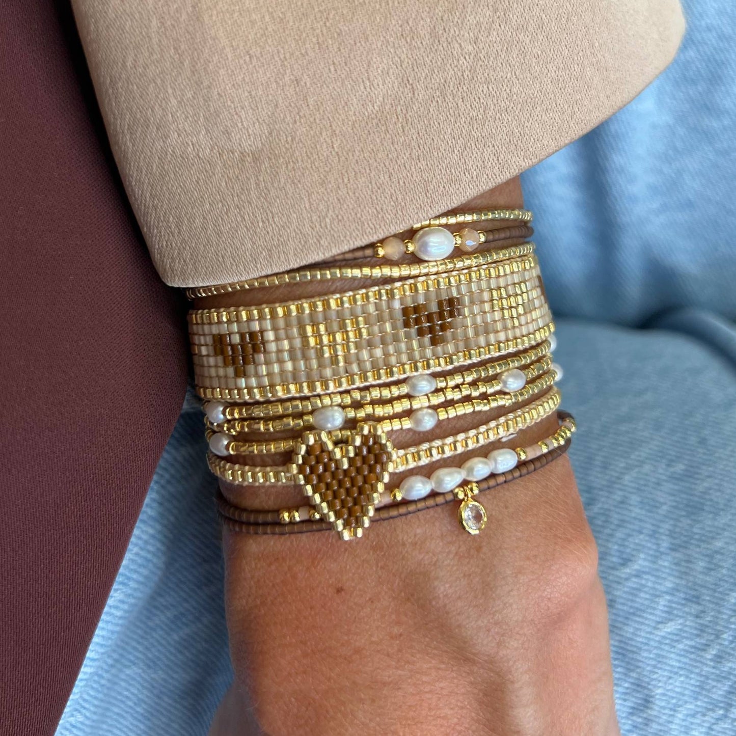 Bracciale regolabile alto 1.2cm con cuori - Lumiere Bijoux