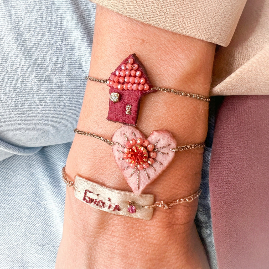 Bracciale cuore ricamato a mano - BRACCIALE A SORPRESA - Lumiere Bijoux