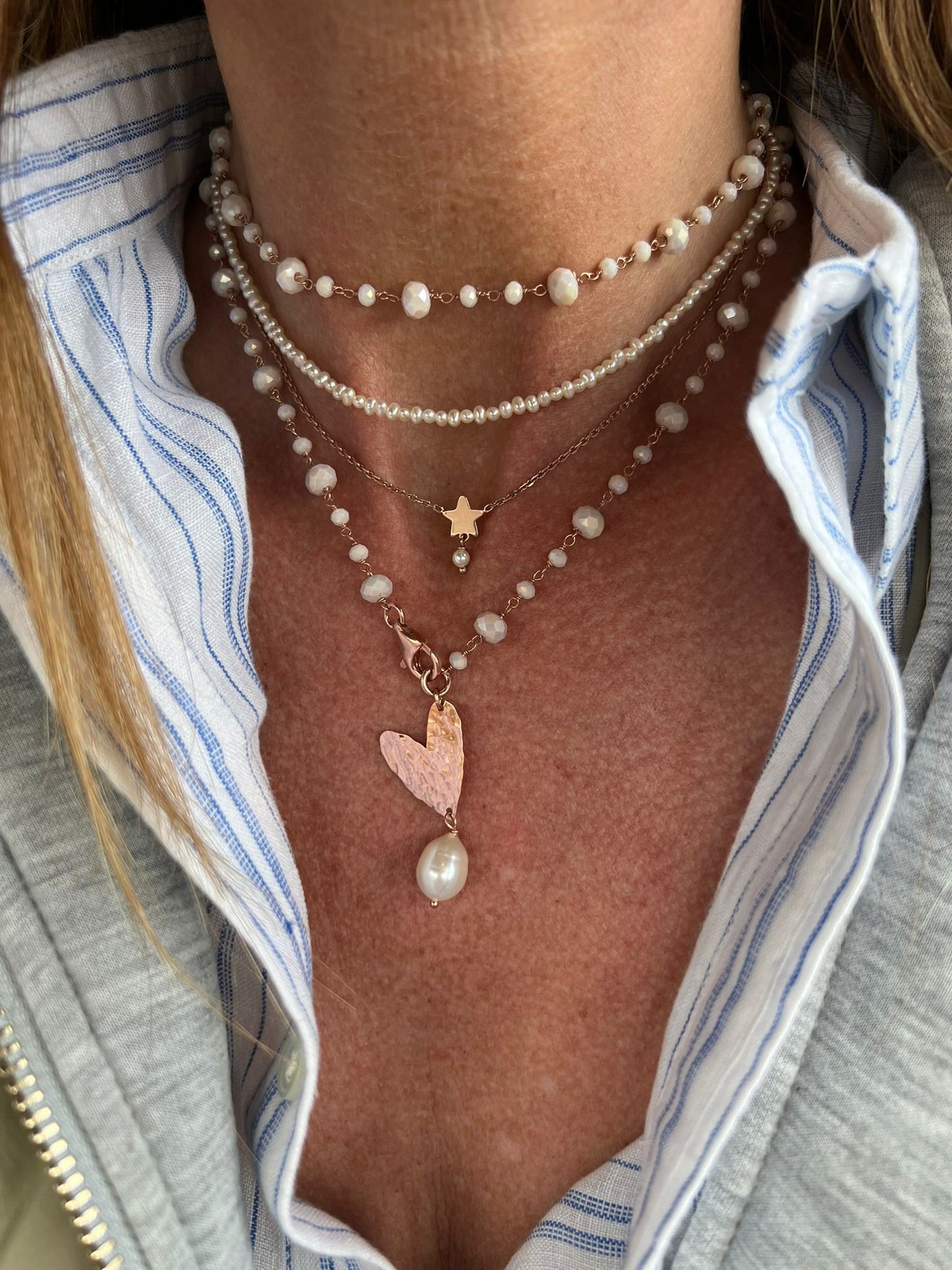 Collana choker micro perle tonde irregolari bianche cm 35 - Lumiere Bijoux
