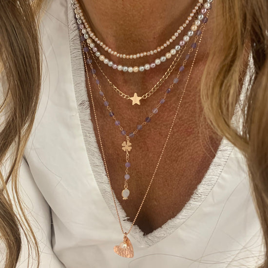 Collana perle tonda da 3 mm bianche, grigie, lilla e beige cm35 più 5 di allungamento rosé - Lumiere Bijoux