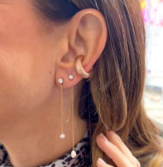 Mono orecchino INCANTO catenelle con punto luce e perle - Lumiere Bijoux