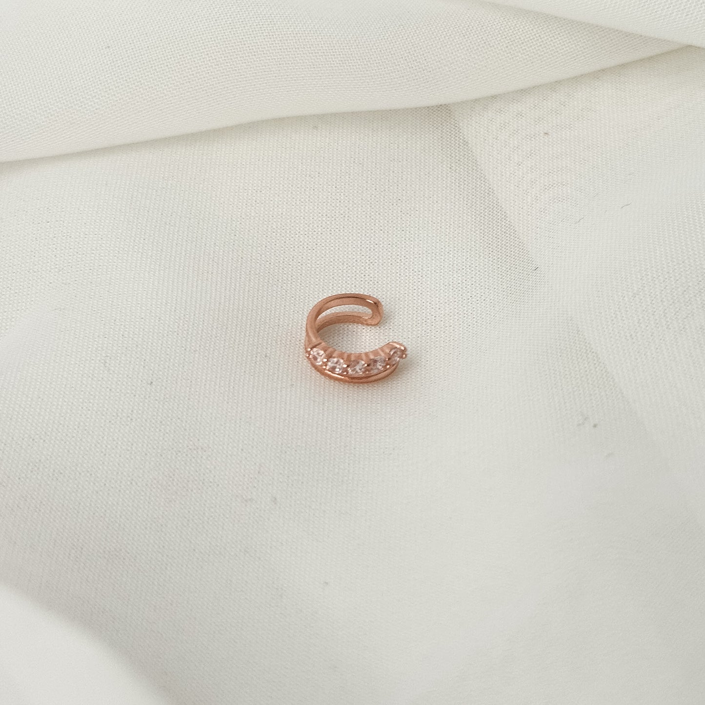 Earcuff due file liscia e cinque zirconi - Lumiere Bijoux