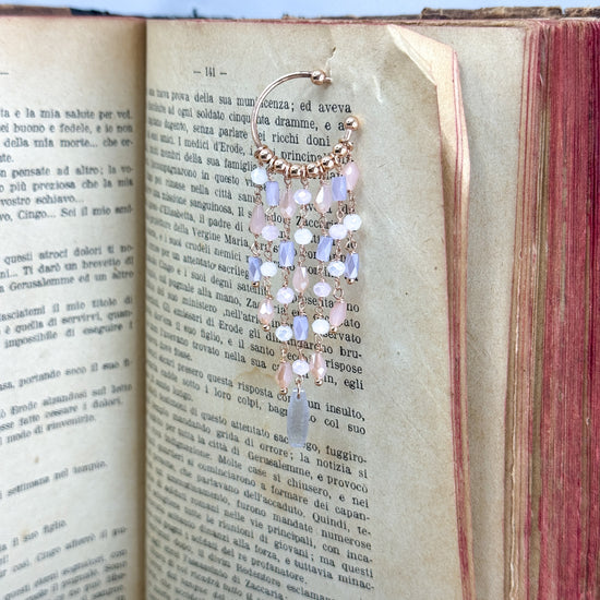 Coppia orecchini cerchio con cascata di cristalli cipriati base argento rosé - Lumiere Bijoux