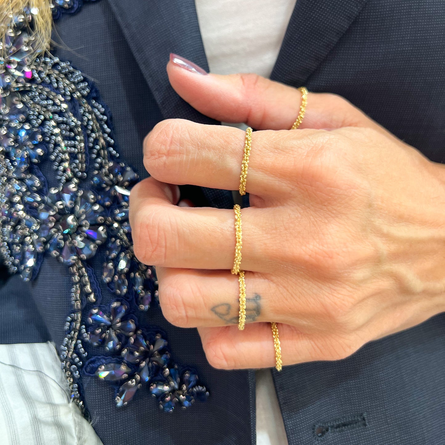 Anello fedina serpentina rosè - argento - oro giallo - Lumiere Bijoux