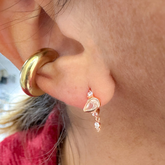 Coppia orecchini semicerchio in argento 925 con zircone a goccia - Lumiere Bijoux