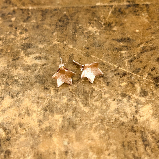 Coppia orecchini stelle satinate a scodella in argento rosé - Lumiere Bijoux