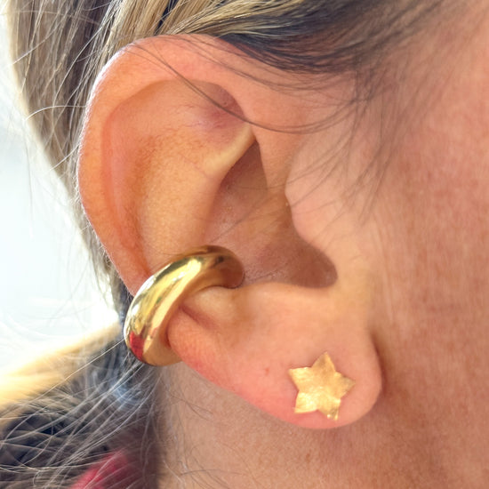 Coppia orecchini stelle satinate a scodella in argento rosé - Lumiere Bijoux