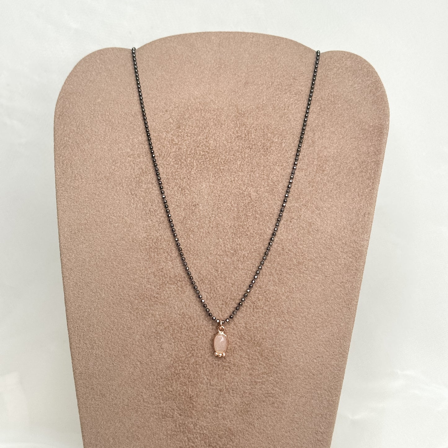 Collana cm40 catena militare argento 925 base rutenio con pietra di luna pendente - Lumiere Bijoux