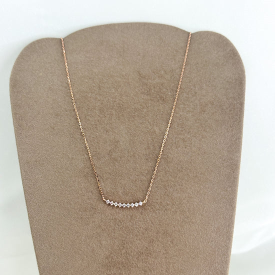 Collana catenaforzatina con mezzaluna di zirconi da 2cm in argento rosé - Lumiere Bijoux