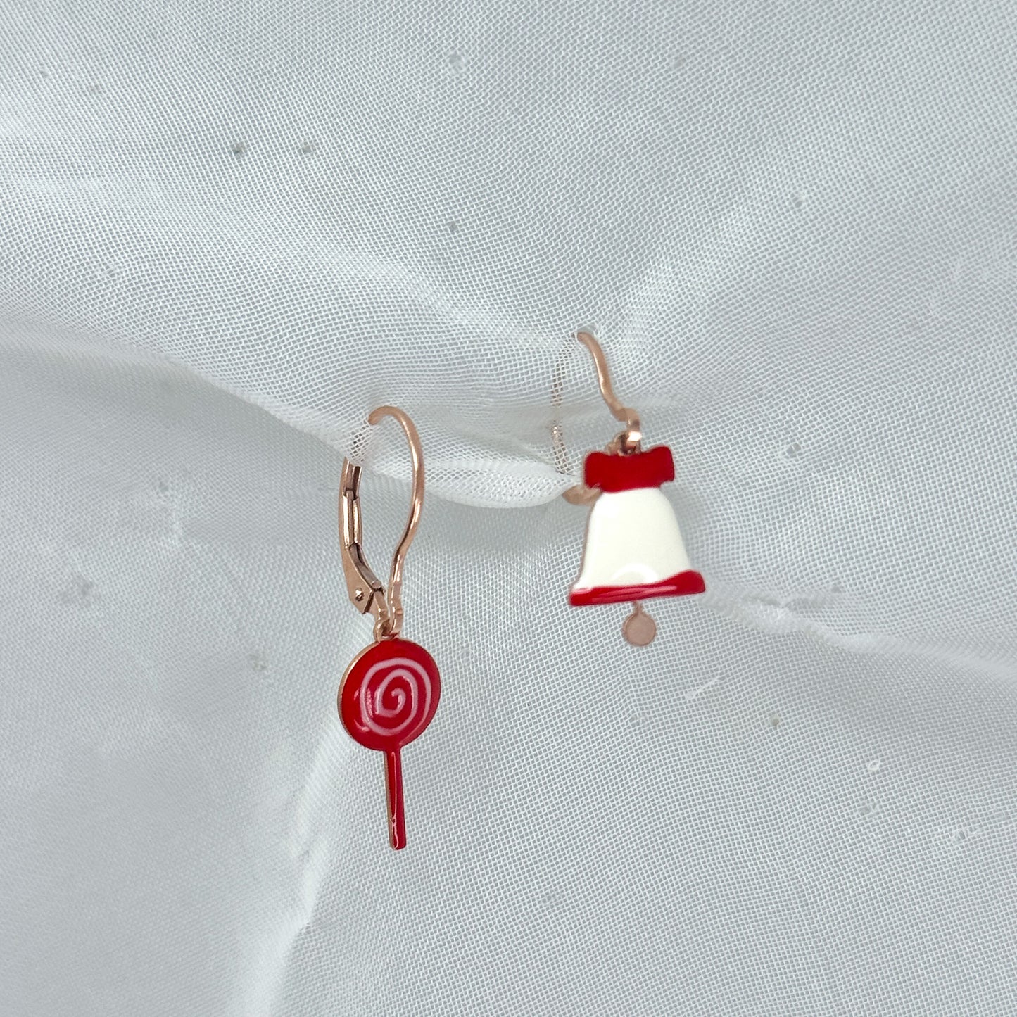 Coppia orecchini pendenti Natalizi campanella in argento rosé - Lumiere Bijoux