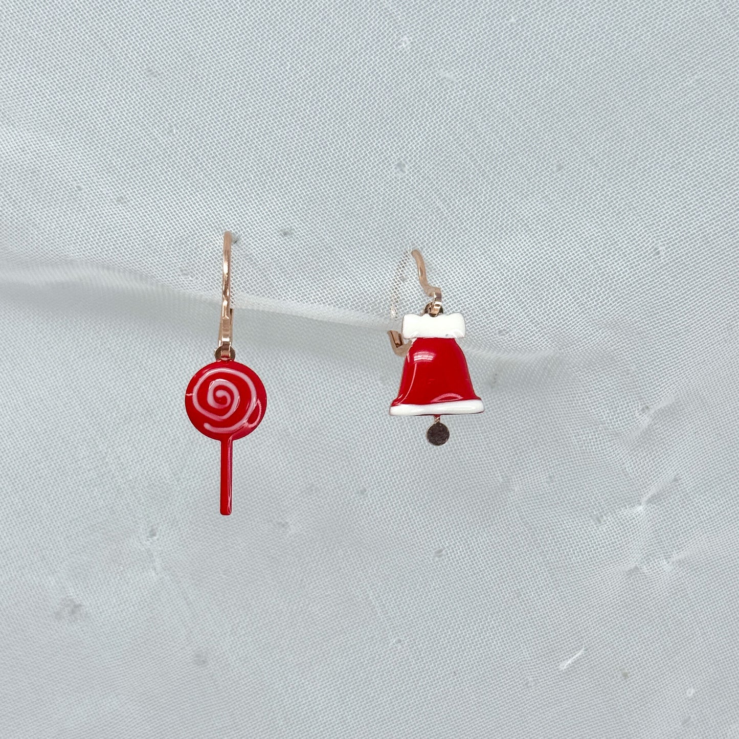 Coppia orecchini pendenti Natalizi campanella in argento rosé - Lumiere Bijoux