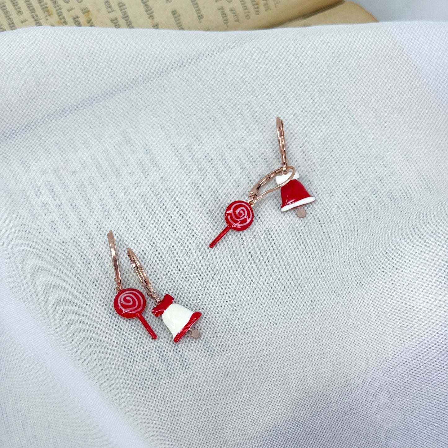Coppia orecchini pendenti Natalizi campanella in argento rosé - Lumiere Bijoux