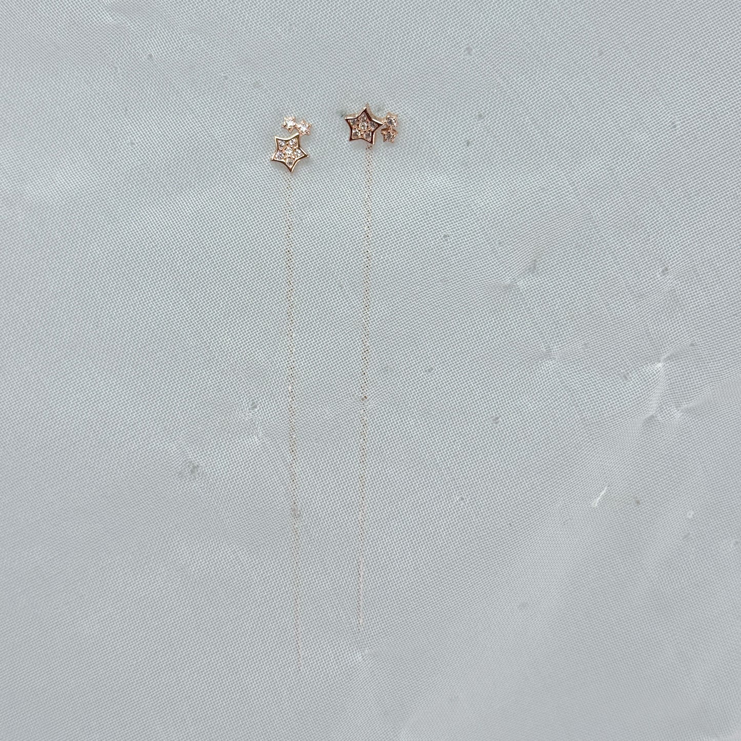 Coppia orecchini catenella con tris stelle zirconi bianchi rosé - Lumiere Bijoux