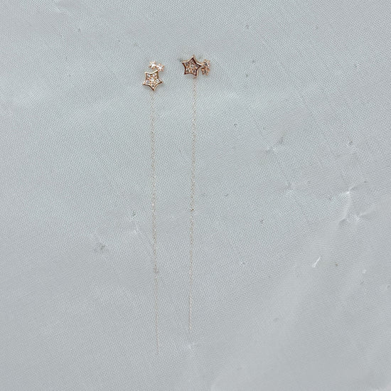 Coppia orecchini catenella con tris stelle zirconi bianchi rosé - Lumiere Bijoux