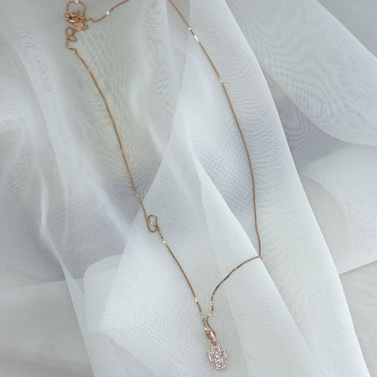 Collana catena veneziana cm 60 con croce cm 1 di zirconi bianchi base rosé - Lumiere Bijoux