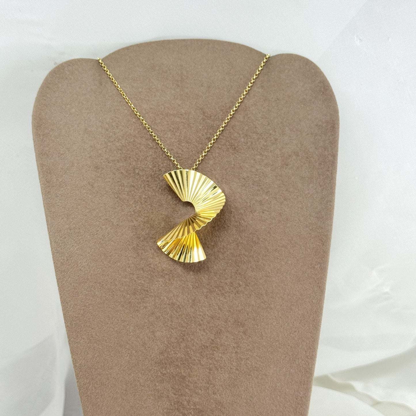 Collana cm 40 con elemento a ventaglio in argento rodio o giallo - pezzo unico - Lumiere Bijoux