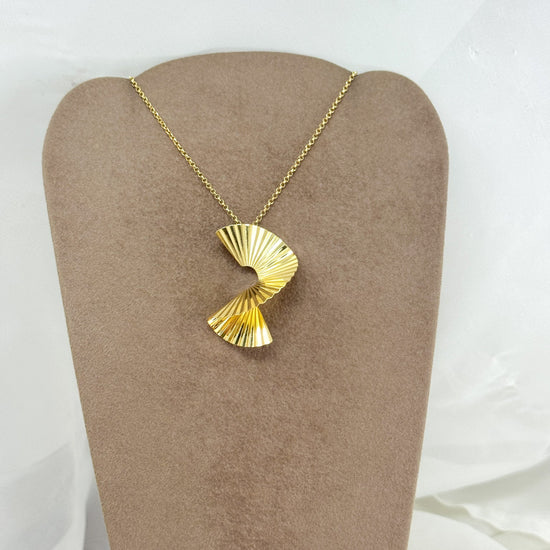 Collana cm 40 con elemento a ventaglio in argento rodio o giallo - pezzo unico - Lumiere Bijoux