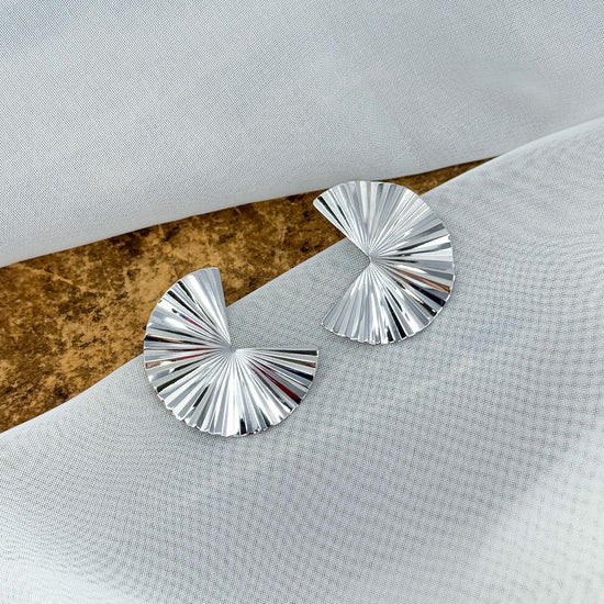 Coppia orecchini a lobo ventagli in argento bagnato oro giallo e rodio - Pezzo unico - Lumiere Bijoux