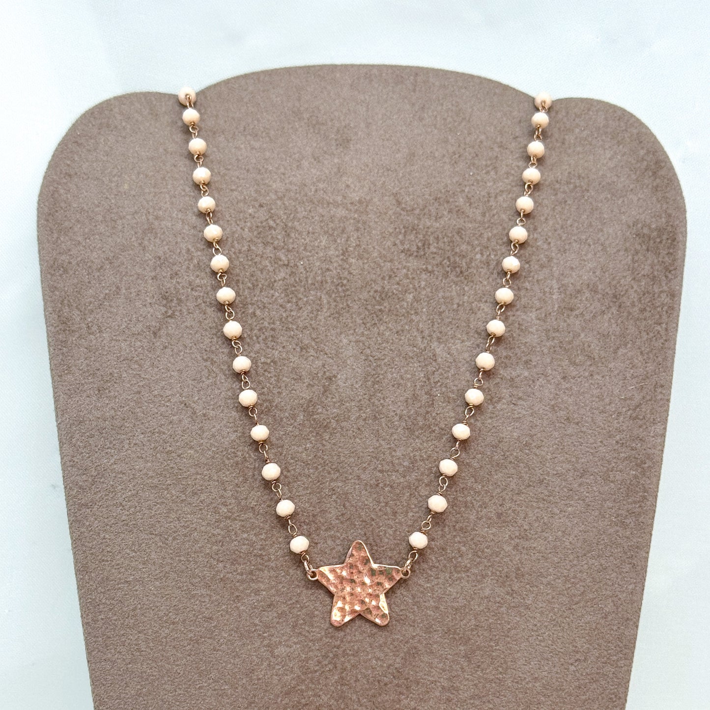 Collana cristalli con stella battuta da 1.2cm in linea cm 40 - Lumiere Bijoux