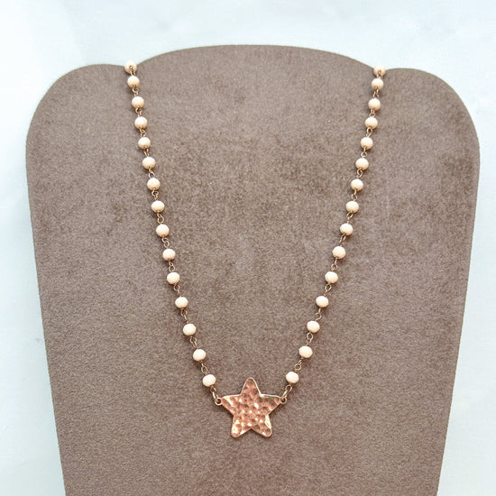 Collana cristalli con stella battuta da 1.2cm in linea cm 40 - Lumiere Bijoux