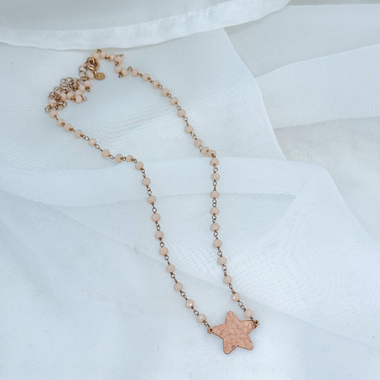 Collana cristalli con stella battuta da 1.2cm in linea cm 40 - Lumiere Bijoux