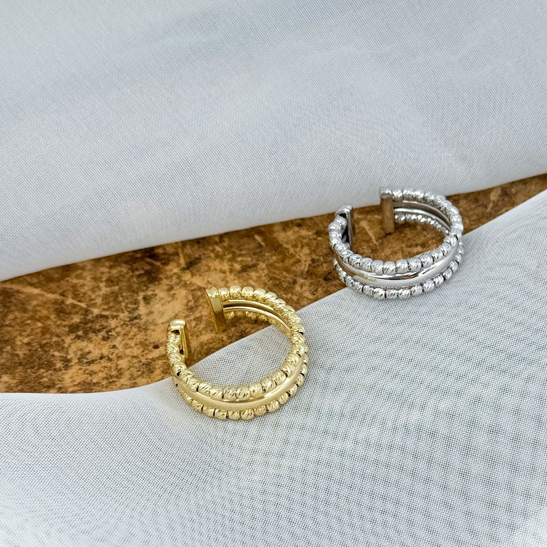 Anello fascia eterea 0.8 cm in argento 925 galvanica oro e rodiato - Pezzo Unico - Lumiere Bijoux