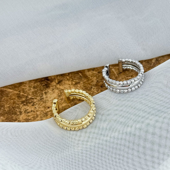 Anello fascia eterea 0.8 cm in argento 925 galvanica oro e rodiato - Pezzo Unico - Lumiere Bijoux