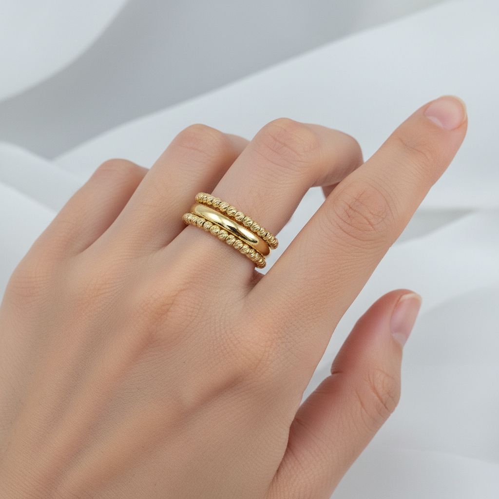 Anello fascia eterea 0.8 cm in argento 925 galvanica oro - Pezzo Unico - Lumiere Bijoux