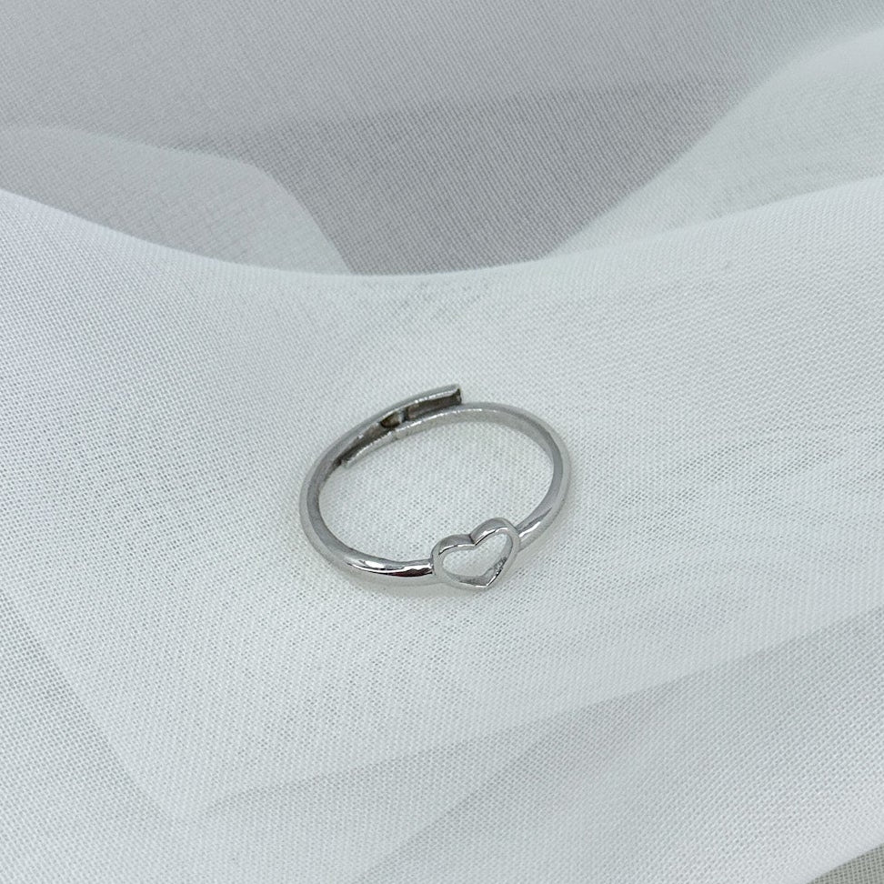 Anello con cuore vuoto da mignolo regolabile - Lumiere Bijoux