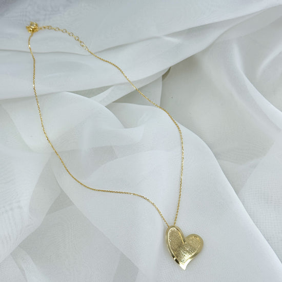 Collana cm 40 con cuore satinato argento galvanica oro - Lumiere Bijoux