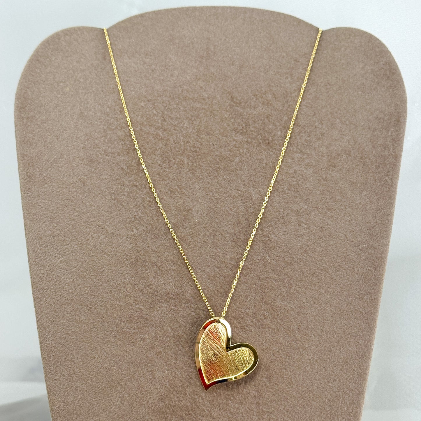 Collana cm 40 con cuore satinato argento galvanica oro - Lumiere Bijoux
