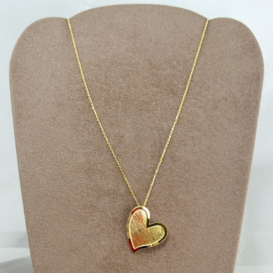 Collana cm 40 con cuore satinato argento galvanica oro - Lumiere Bijoux