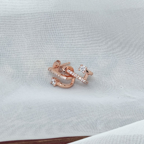 Coppia orecchini lobo barretta zirconi e punto luce - Lumiere Bijoux