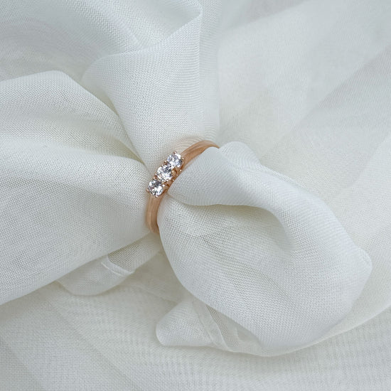 Anello trilogy alto su misura base argento rosé - Lumiere Bijoux