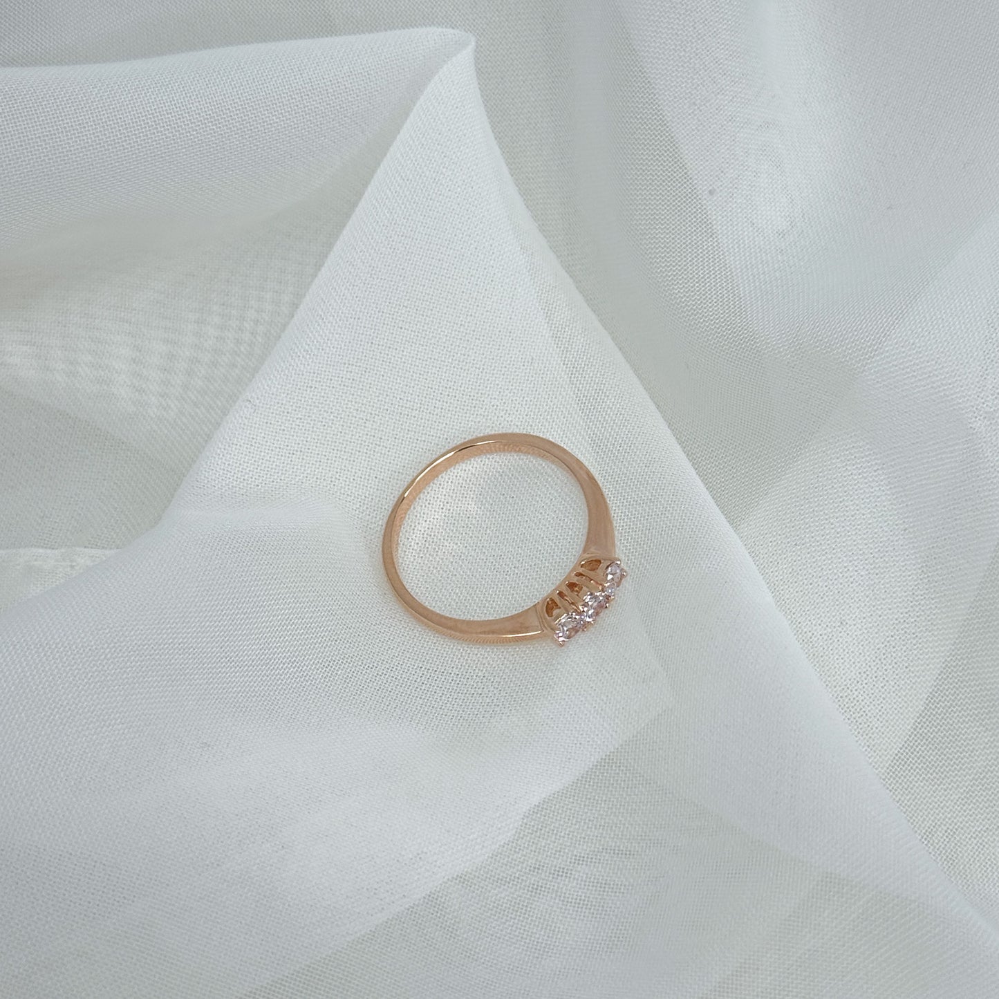 Anello trilogy alto su misura base argento rosé - Lumiere Bijoux