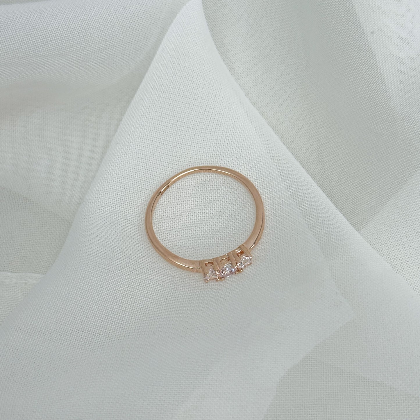 Anello trilogy piatto su misura base argento rosé - Lumiere Bijoux